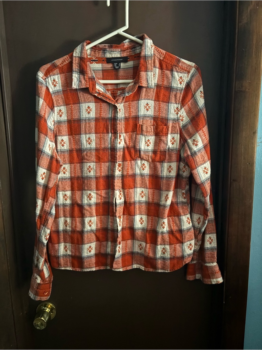 Atmosphere Red and White Plaid Button-Down Shirt